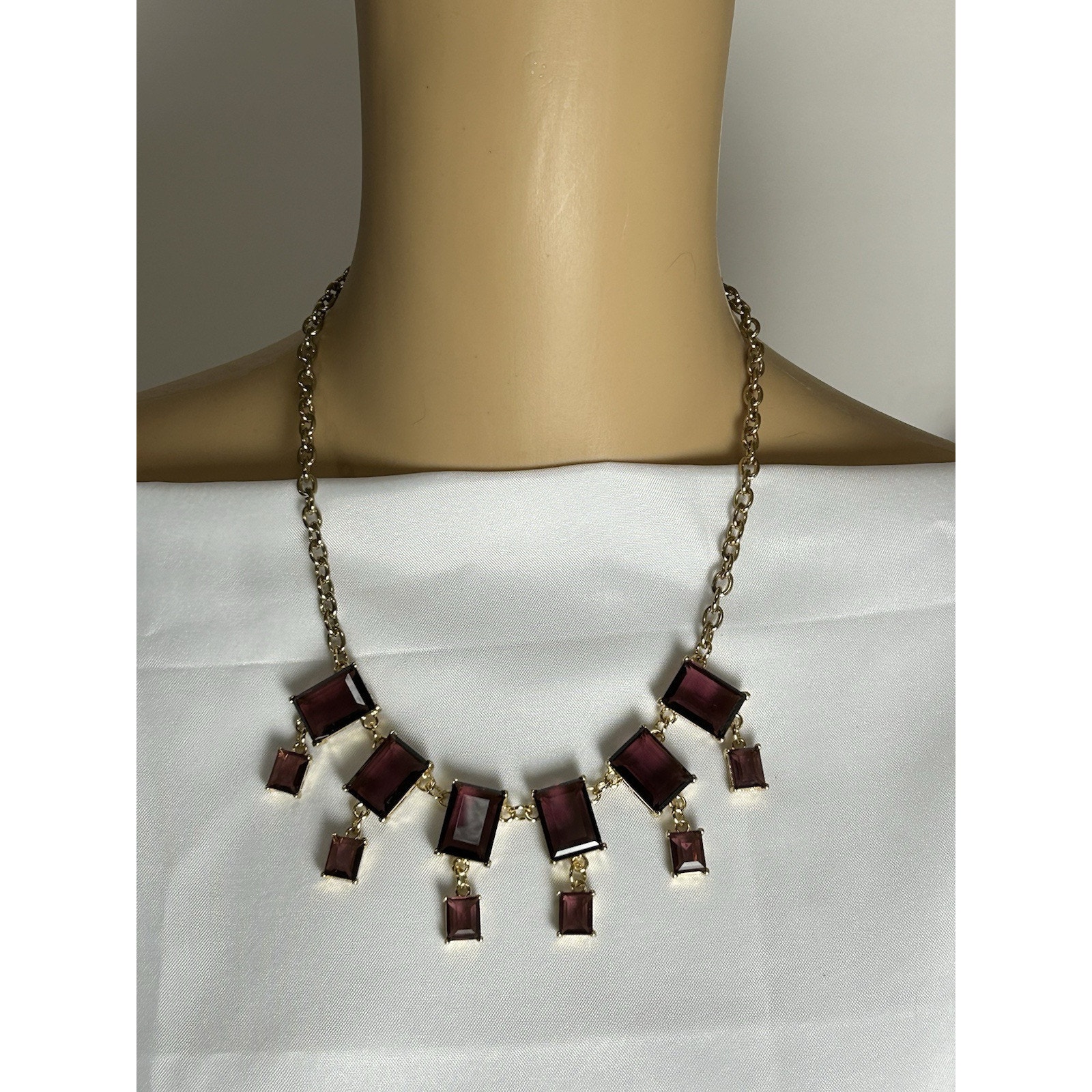 Beautiful Gold Tone Amethyst Brooks Brothers Collar Statement Necklace Stamped 25$
